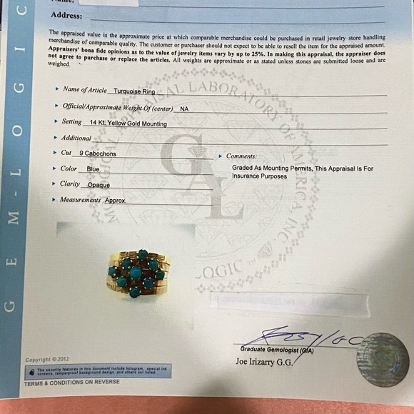 GORGEOUS Gold and Turquoise Estate Harem Ring Vintage 14K - Picture 7 of 7